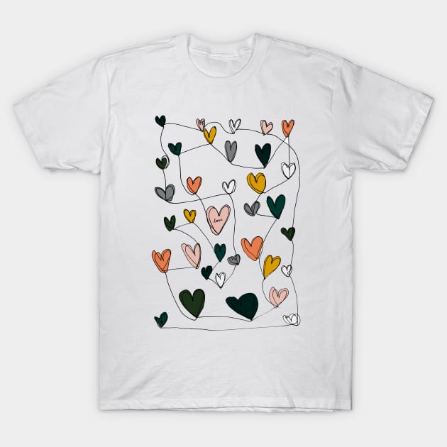 Continuous Love Hearts T-Shirt by CarissaTanton